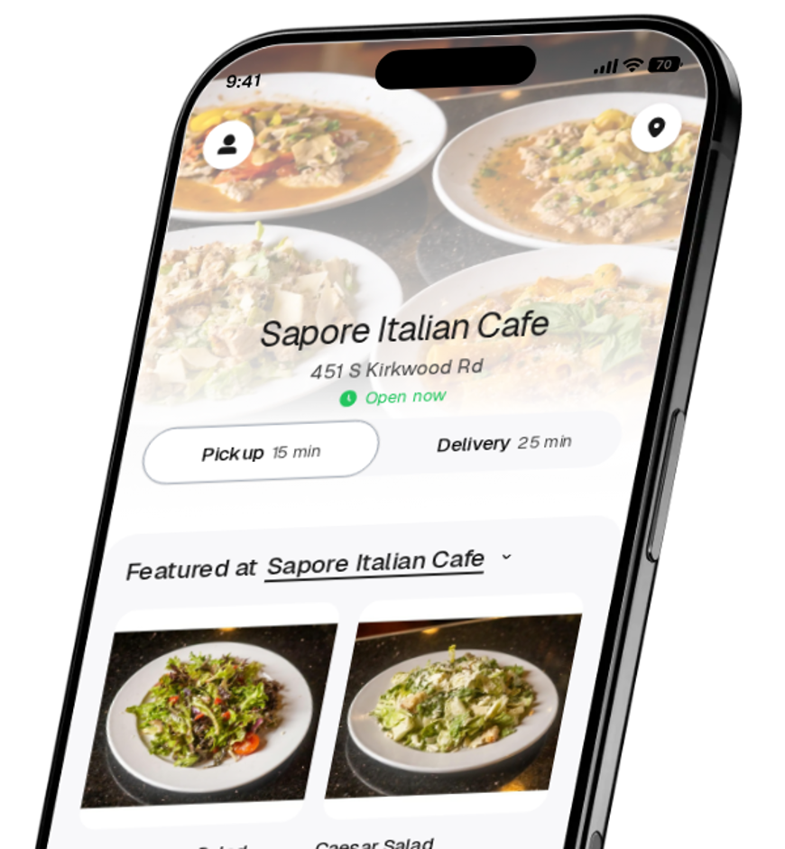Sapore Italian Cafe app preview