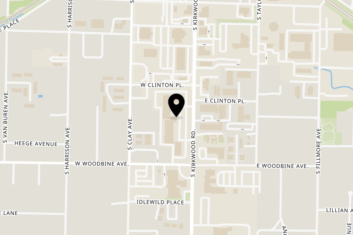 Map showing the location of Sapore Italian Cafe on 451 S Kirkwood Rd in Kirkwood